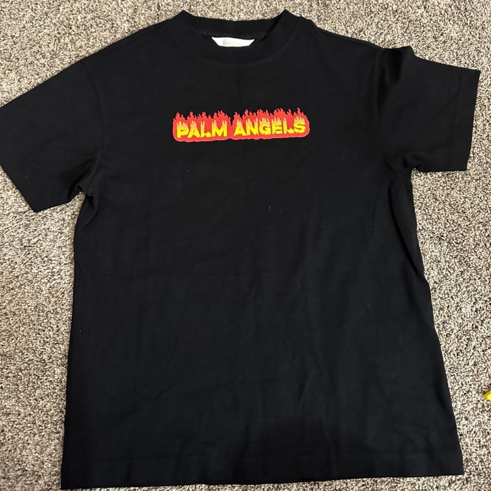 Authentic Palm Angels Flames Logo T-Shirt – Black (Youth Size 12Y)
